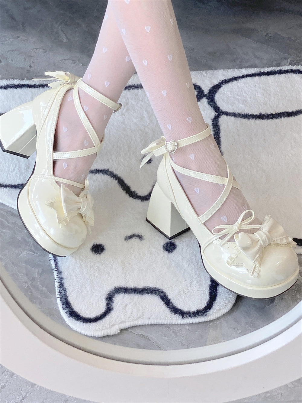 Zapatos de plataforma de tacón medio de una sola capa, bonitos, zapatos de lolita para mujer