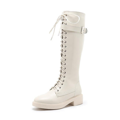 Botas largas para mujer, botas altas, botas planas, talla grande