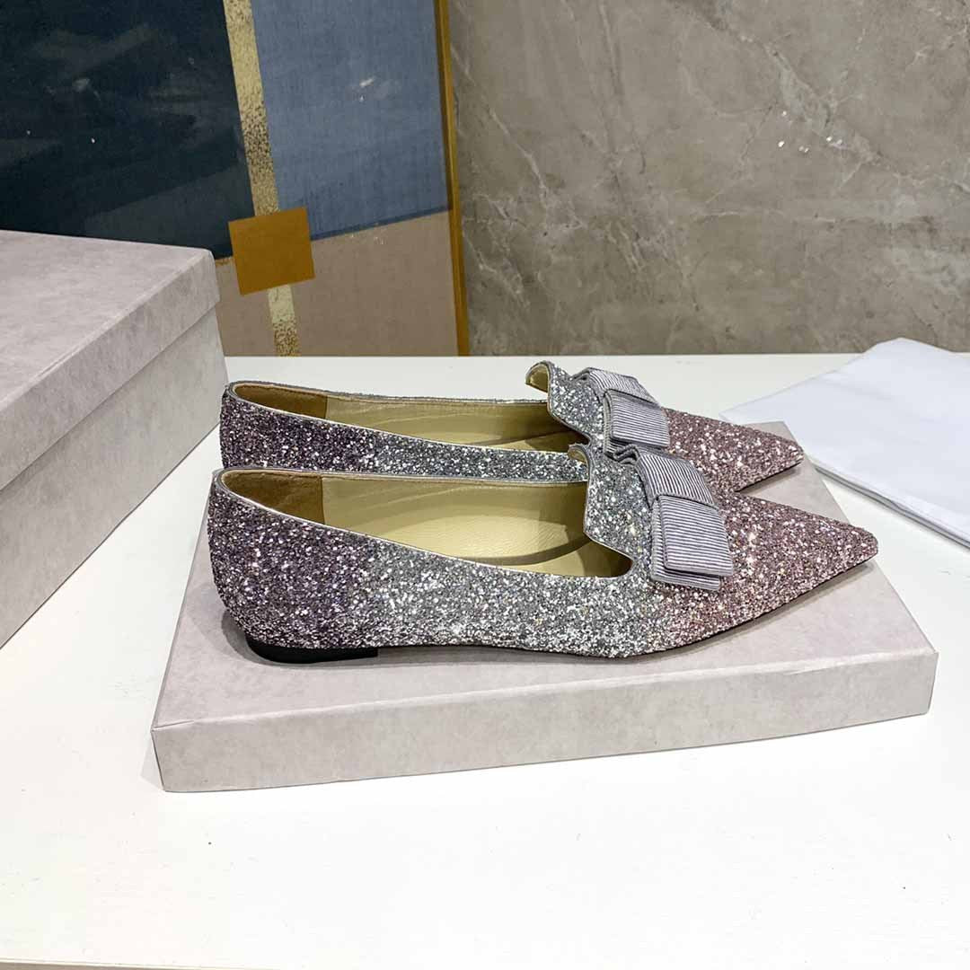 Zapatos de novia de tacón de aguja francés plano con cristales para mujer