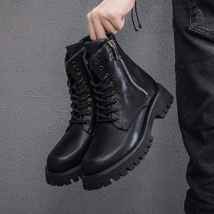 Autumn And Winter New Thick Sole Outdoor Zip 8 Holes Boots