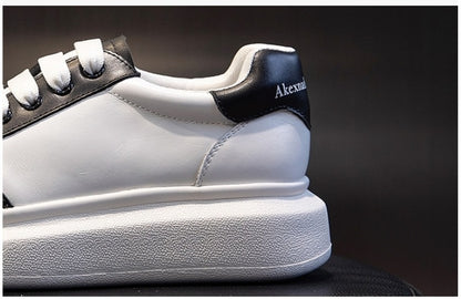 Hong Kong Primeira Camada Couro Branco Sapatos Esportivos Flat Casual