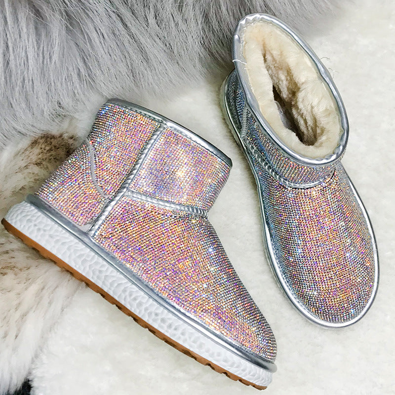 Botas de nieve con diamantes de imitación 