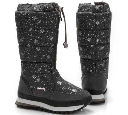 Botas altas con forma de copo de nieve, gruesas, súper suaves y esponjosas