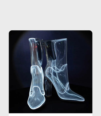 Botas transparentes con luces intermitentes para mujer