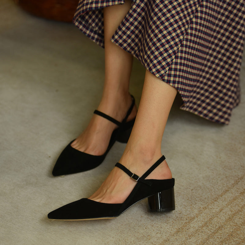 Black Pointed Toe Sexy Commuter Mary Jane Shoes