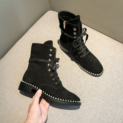 Botas Martin con cordones estilo británico para mujer, nuevas de otoño