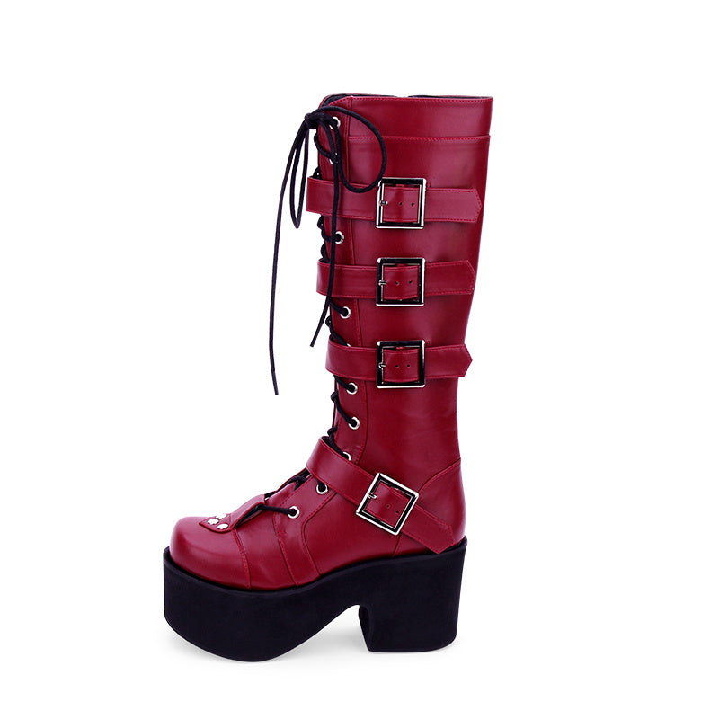 Botas altas Lolita punk com tachas