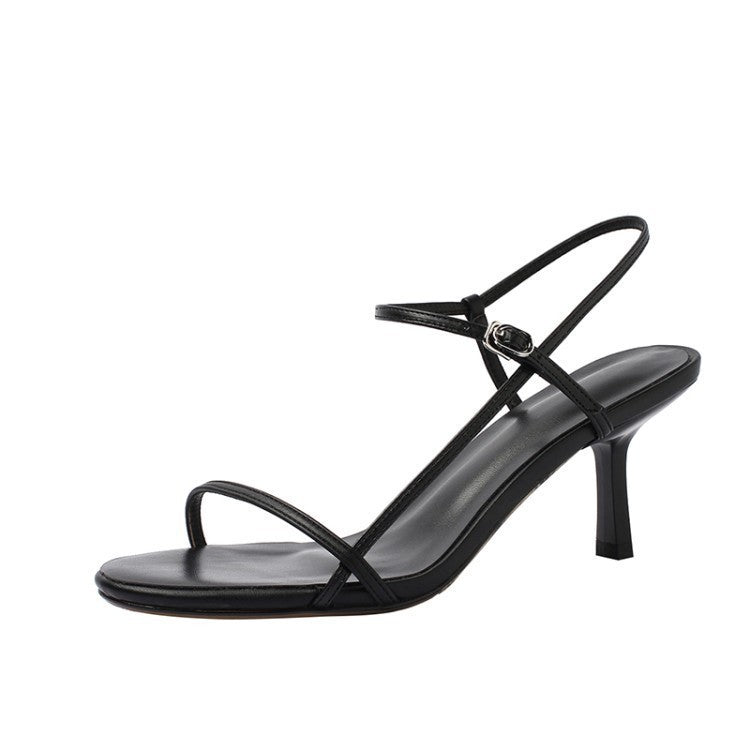 Novas sandálias peep-toe redondas para mulheres