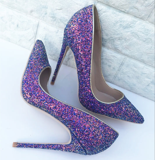 Tacones altos con lentejuelas de color morado Symphony