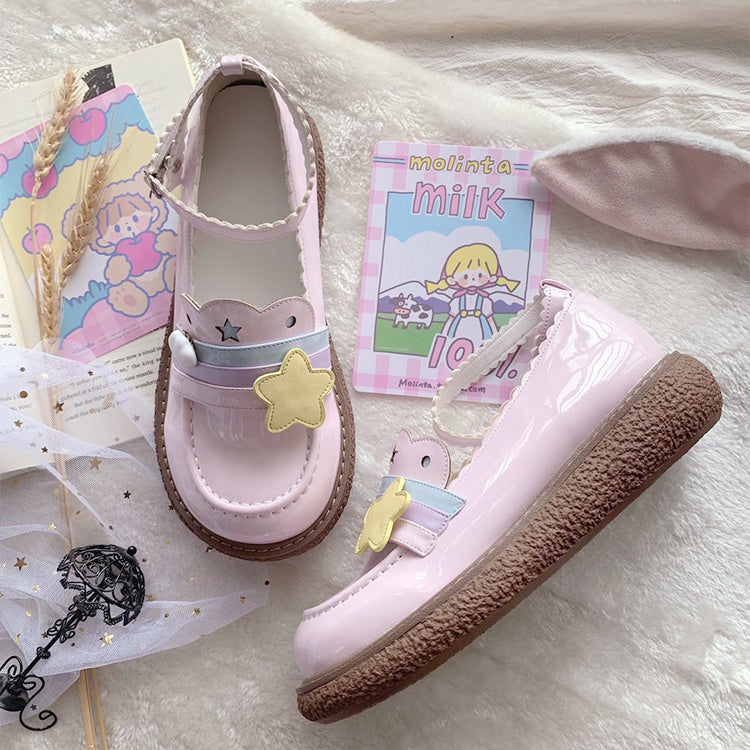 Sapatos de boneca de estudante de cabeça redonda japonesa Lolita