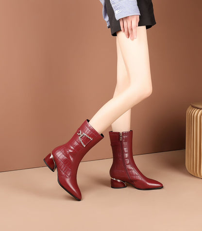 Botas Martin de cachemira burdeos Plus para mujer, botas de piel combinables para niños