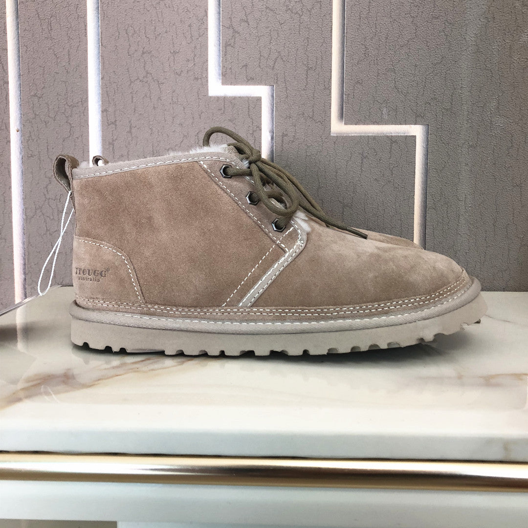 Botas de nieve altas y peludas para hombre, zapatos de algodón esmerilado