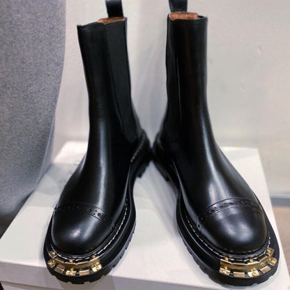 Botas Martin de suela gruesa y tubo corto de estilo británico para mujer