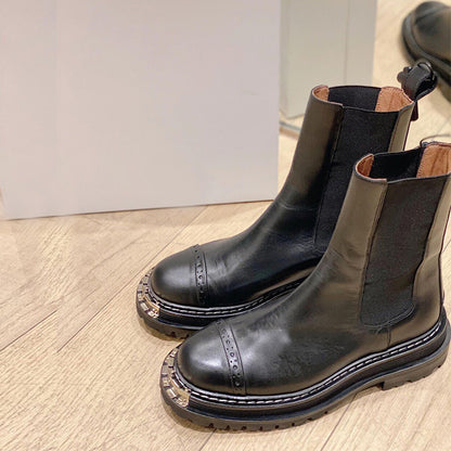 Botas Martin de suela gruesa y tubo corto de estilo británico para mujer