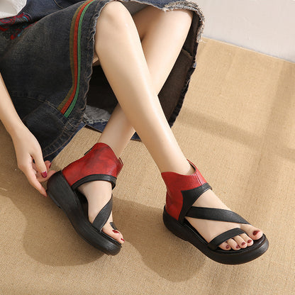 Roman Style Flip-flops Women's Slope With Leather Casual Women's Sandals Beach Shoes