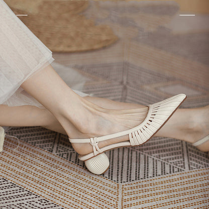 Pointed Toe Sandals Hollow Back Hollow Sandals Shaped Heel