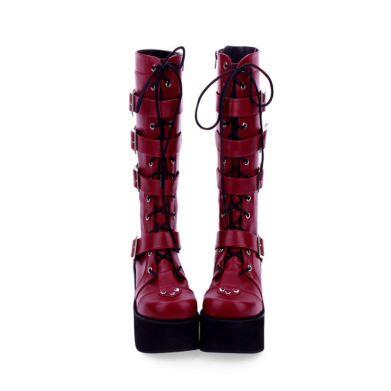 Botas altas Lolita punk com tachas