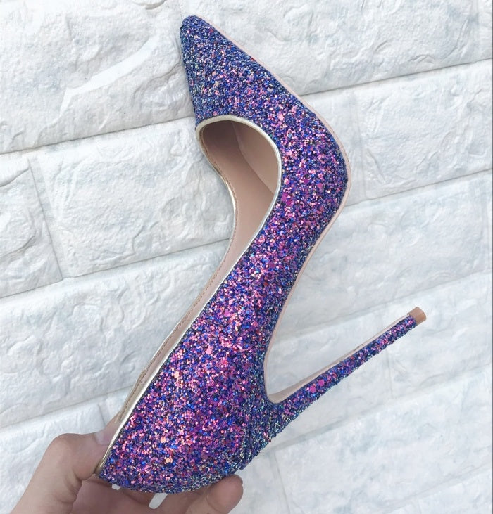 Tacones altos con lentejuelas de color morado Symphony