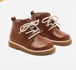 Botas Martin infantis com cadarço e zíper lateral antiderrapantes para bebês meninas outono novas botas