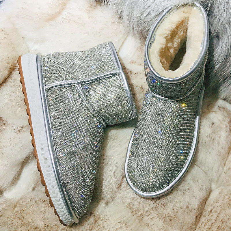 Botas de nieve con diamantes de imitación 