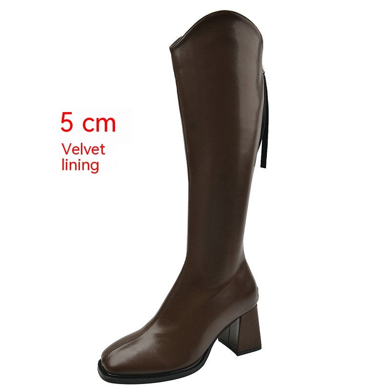 Botas longas elásticas femininas plus size abaixo do joelho