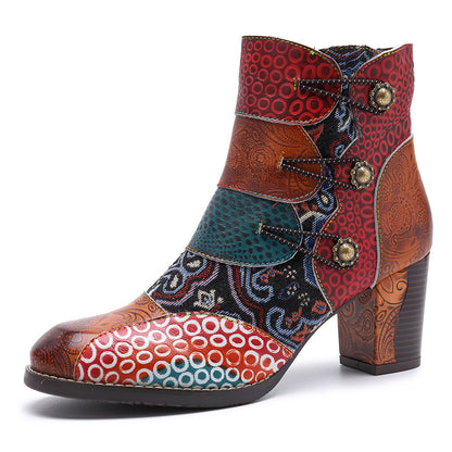 Botas vintage com salto grosso