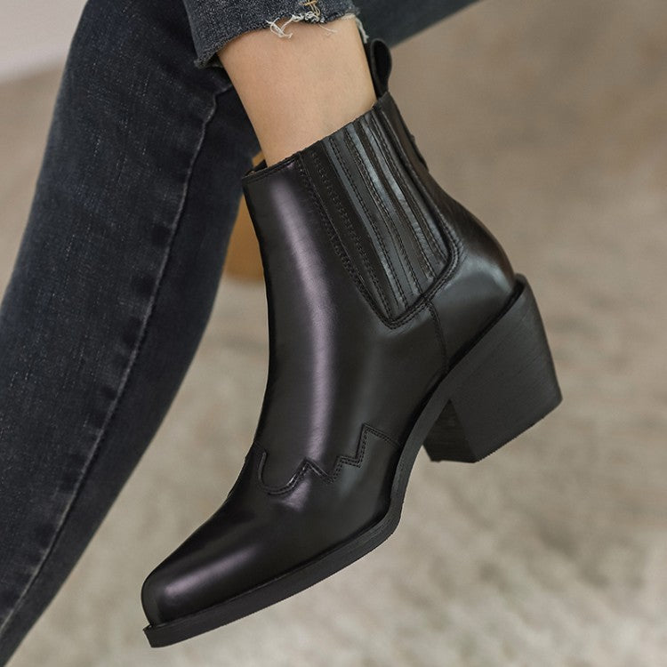 Botas de piel auténtica para mujer con punta puntiaguda