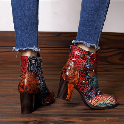 Botas vintage com salto grosso