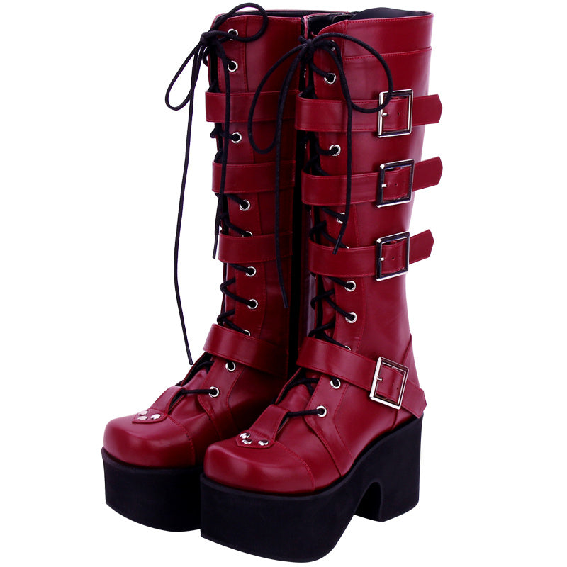 Botas altas Lolita punk com tachas