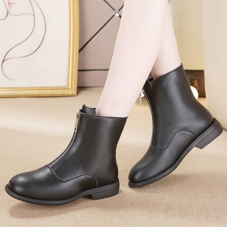 Horseshoe heel mid-tube women's boots