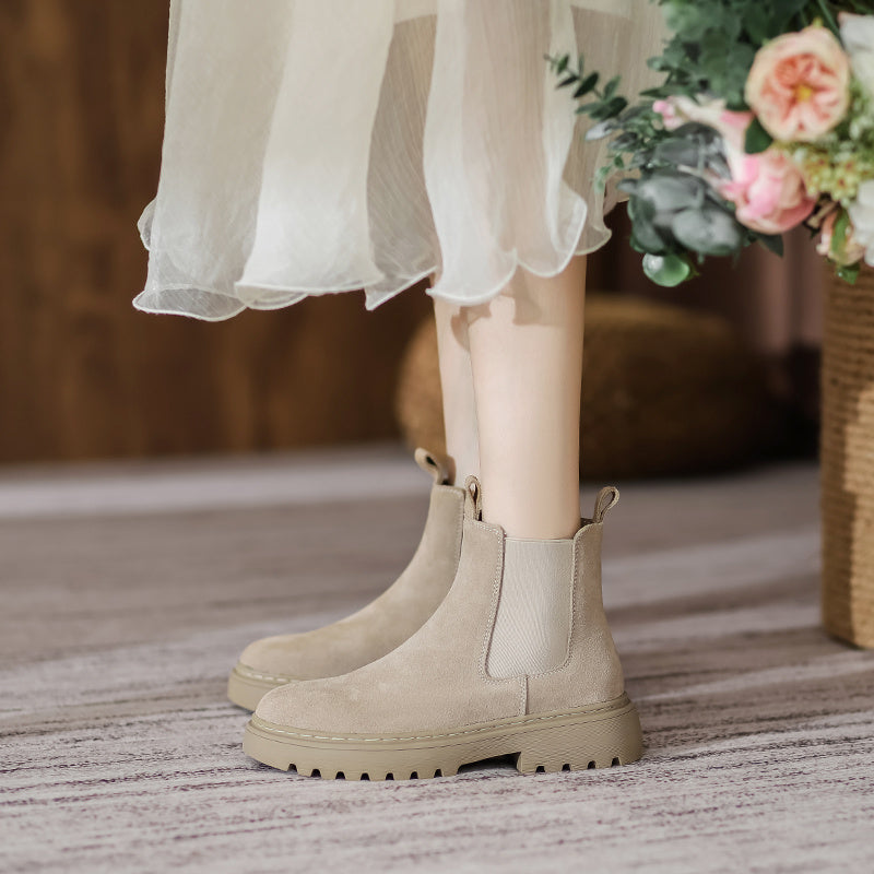 Botas Martin de plataforma de couro estilo britânico femininas