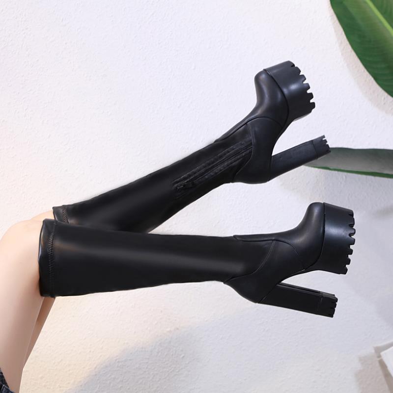 Knee-high boots for women thigh-high boots for women shoe elastic boots