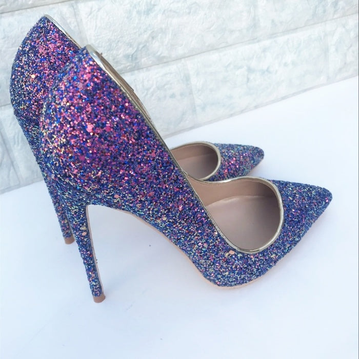 Tacones altos con lentejuelas de color morado Symphony