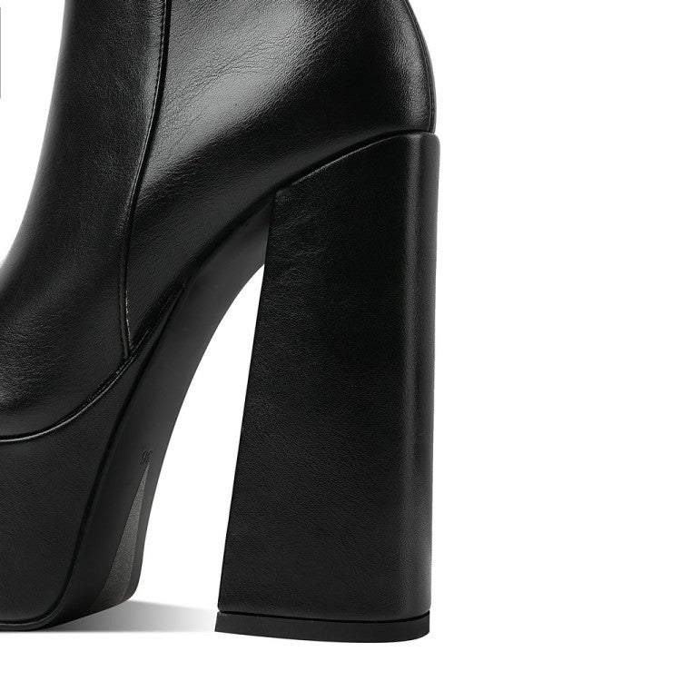 Botas femininas plus size de salto alto e grosso