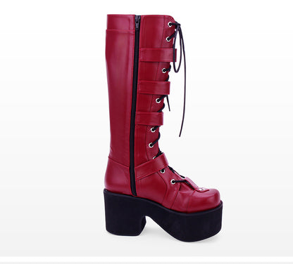 Botas altas Lolita punk com tachas