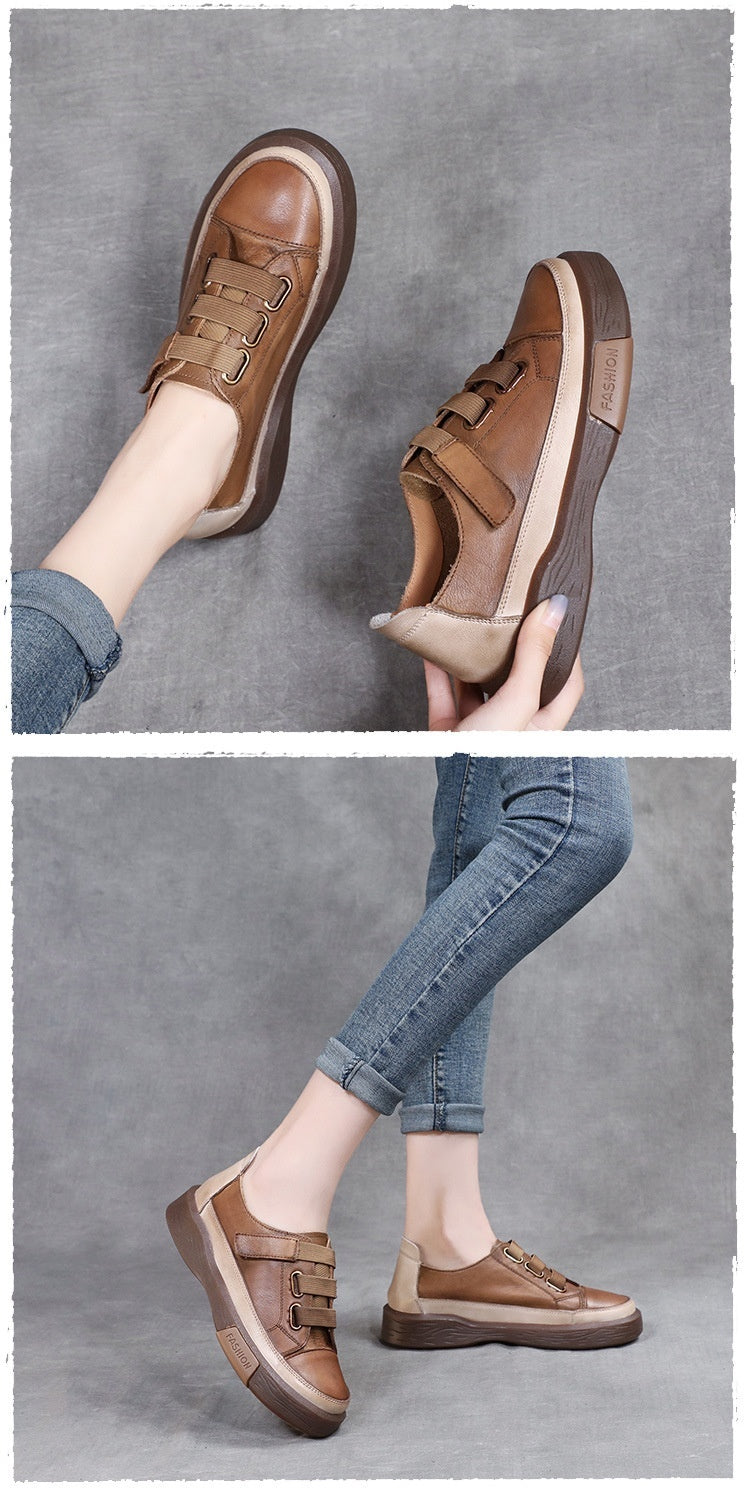 Spring And Autumn Women's Genuine Leather Retro Casual Shoes