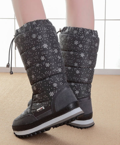 Botas altas con forma de copo de nieve, gruesas, súper suaves y esponjosas