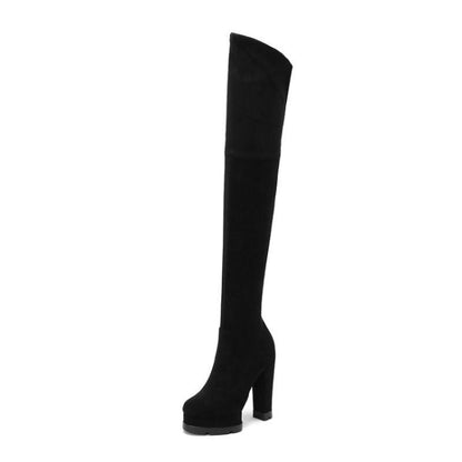 Botas femininas skinny com elasticidade acima do joelho tamanho grande