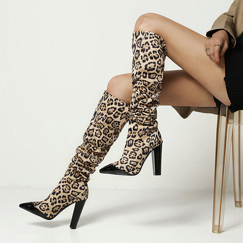 Small Knight Boots Women's Thick And High Heels Are Thinner Than Knees