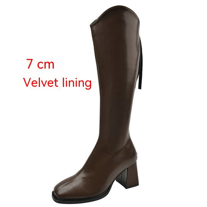 Botas longas elásticas femininas plus size abaixo do joelho