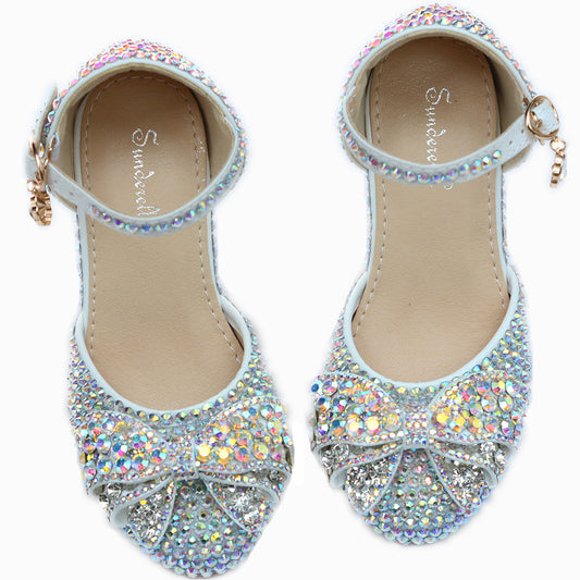 Sapatos de cristal para meninas princesas Flash Host Catwalk Shoes