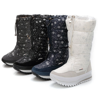 Botas altas con forma de copo de nieve, gruesas, súper suaves y esponjosas