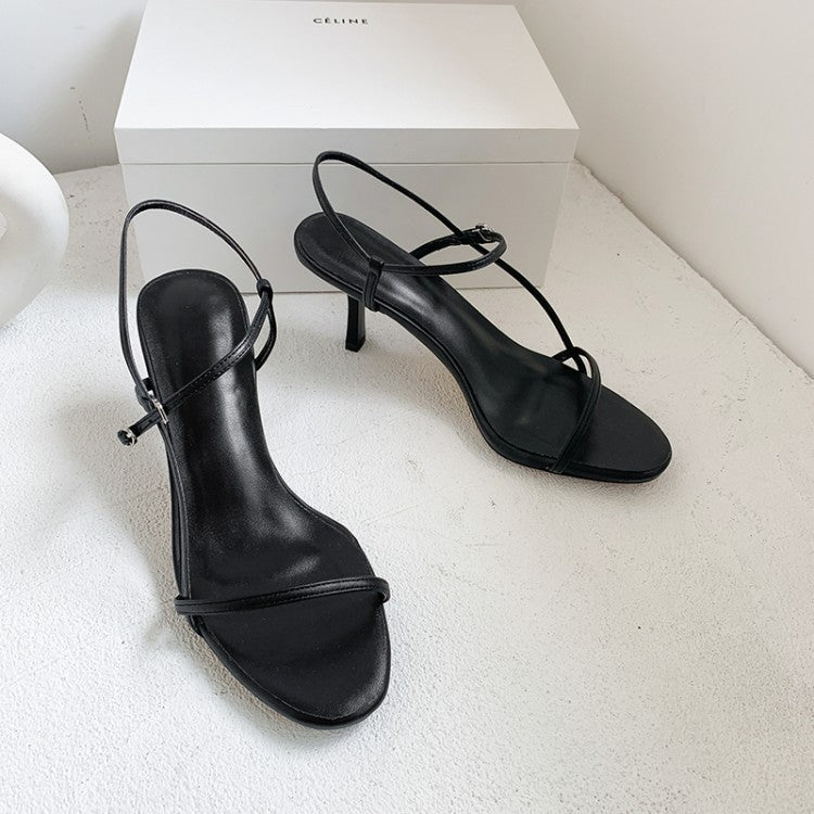 Novas sandálias peep-toe redondas para mulheres