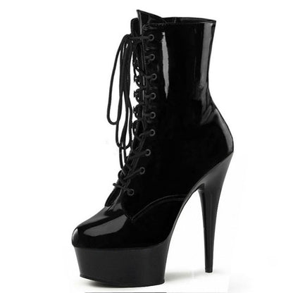 Botas bajas con cordones negras para pole dance, tallas grandes, impermeables