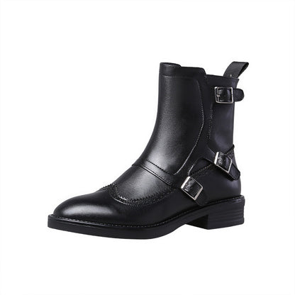 Botas Martin de tacón grueso y punta redonda para mujer, de primavera y otoño