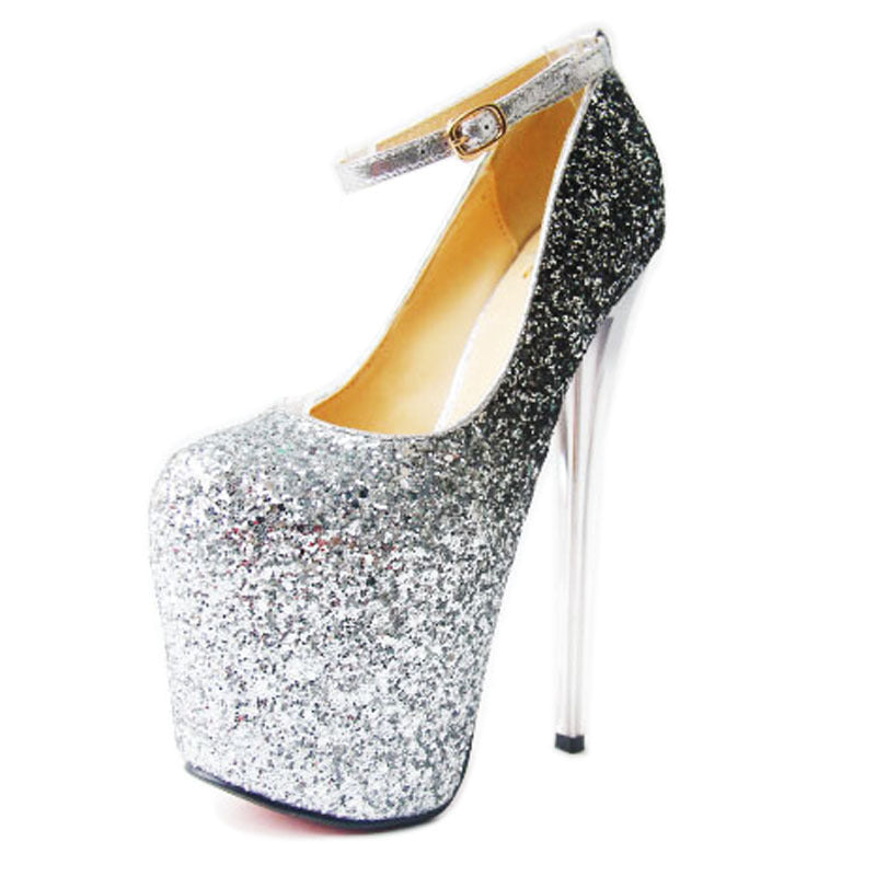 Super High Stiletto Heel 19cm Gradient Shallow Mouth Sequins Nightclub