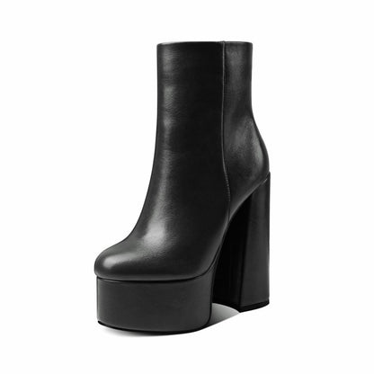 Botas femininas plus size de salto alto e grosso