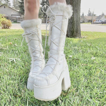 Nuevas botas de tacón alto de piel con fondo grueso a la moda para mujer