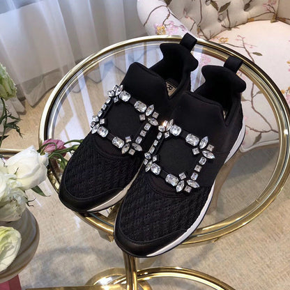 Zapatos de mujer con hebilla cuadrada y diamantes de imitación