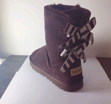 Botas de nieve de tubo de doble arco, zapatos de mujer, cuero exfoliante, engrosamiento, antideslizante, cálido, espuma cálida, tendón de espuma